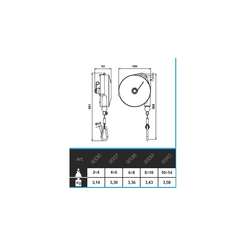 Équilibreur à câble INOX de 2 à 14 kg