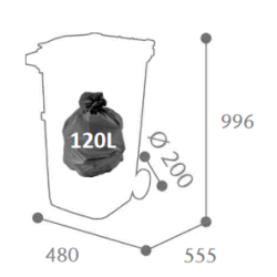 Poubelle 120 litres dimensions