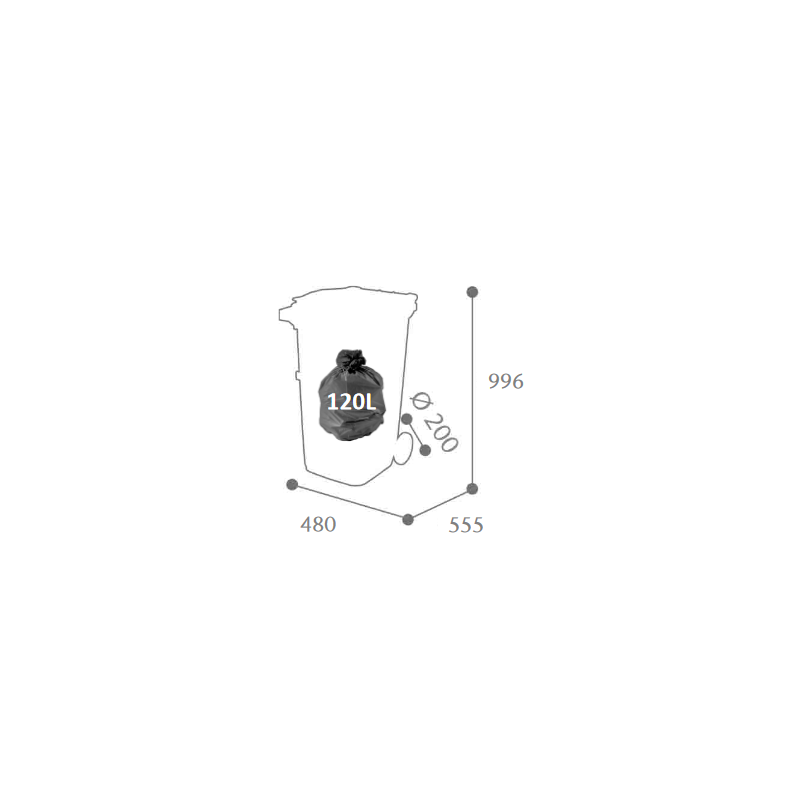 Poubelle 120 litres dimensions