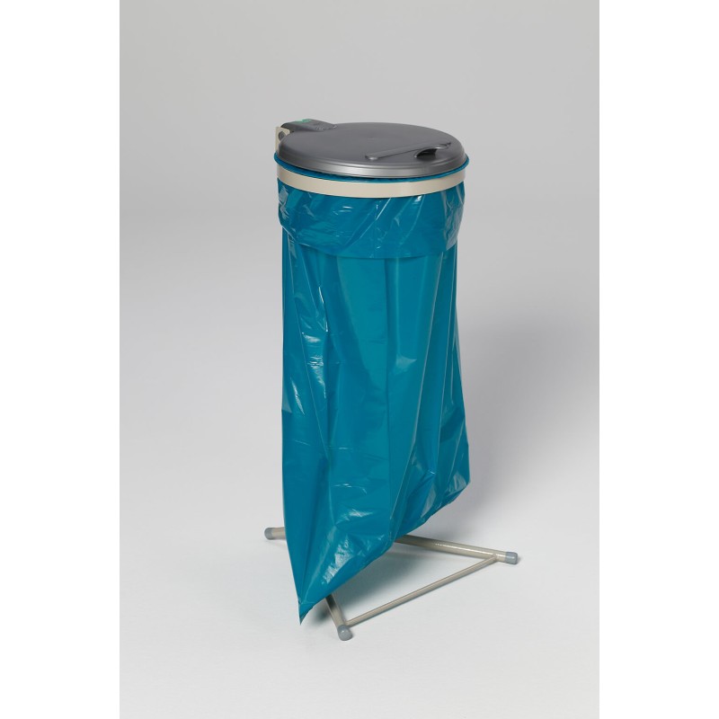 Support 120 litres sac poubelle fixe Choix couleur couvercle Bleu
