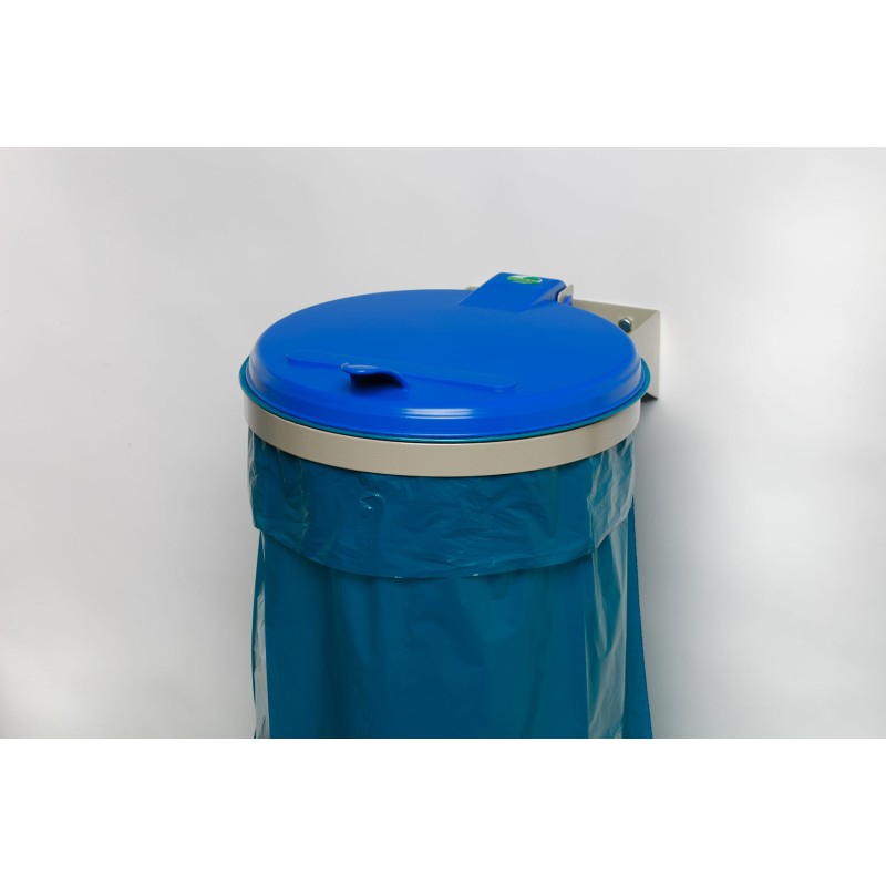 Support murale 120 litres sac poubelle Choix couleur couvercle Bleu