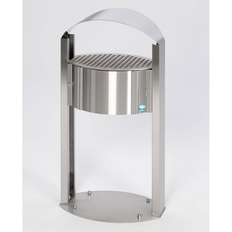 Cendrier tube sur pied avec toit inox 304 miroir 1,6 L