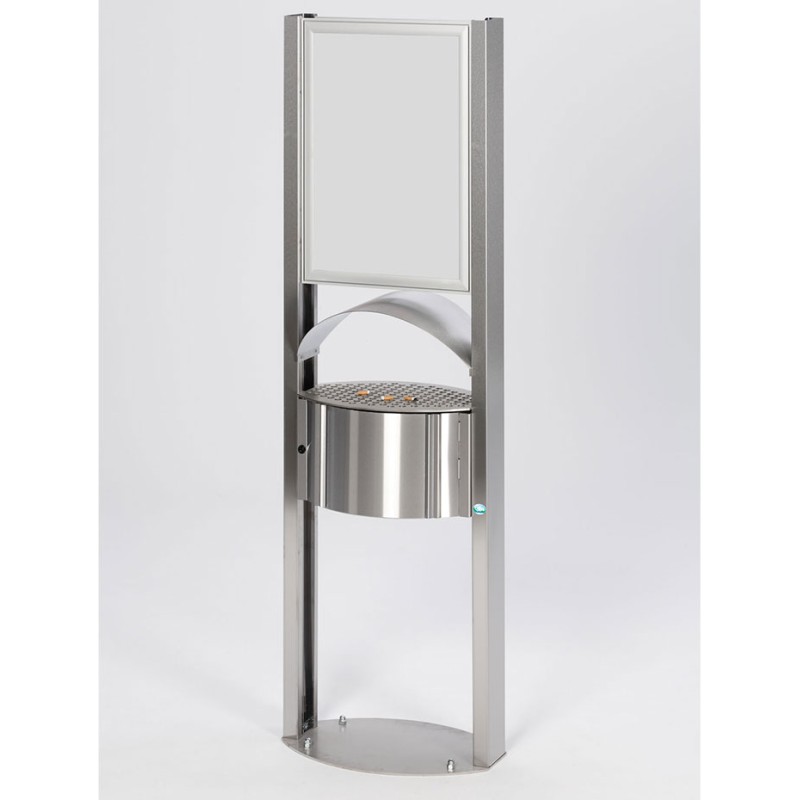 Cendrier colonne en acier inox satiné 4 liters pour espace fumeur