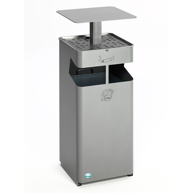 Cendrier poubelle avec toit 38L Argent Cendrier poubelle avec toit 38L Argent
