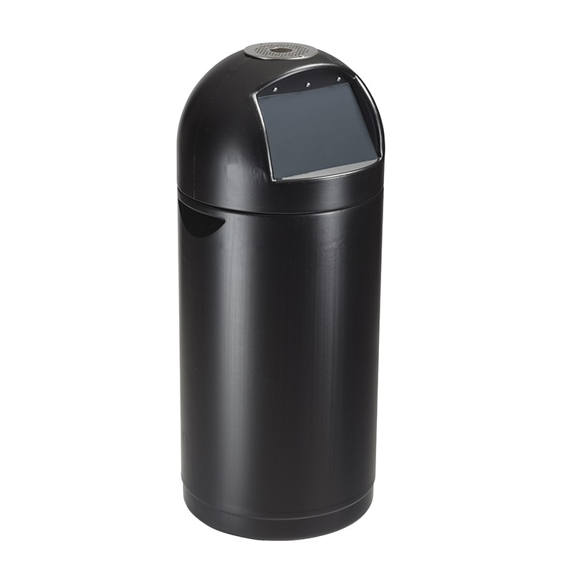 Poubelle avec couvercle a trappe et cendrier 52L