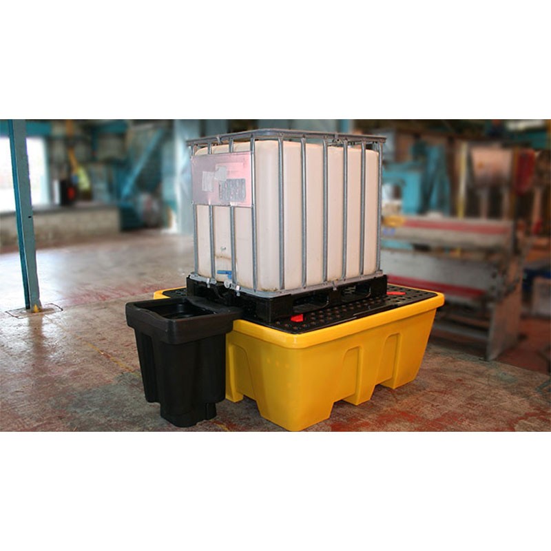 1 Conteneur GRV IBC Avec caillebotis bac Jaune 1260 litres