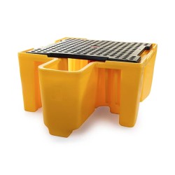 Bac de rétention 1100L avec soutirage et caillebotis pour conteneur GRV IBC