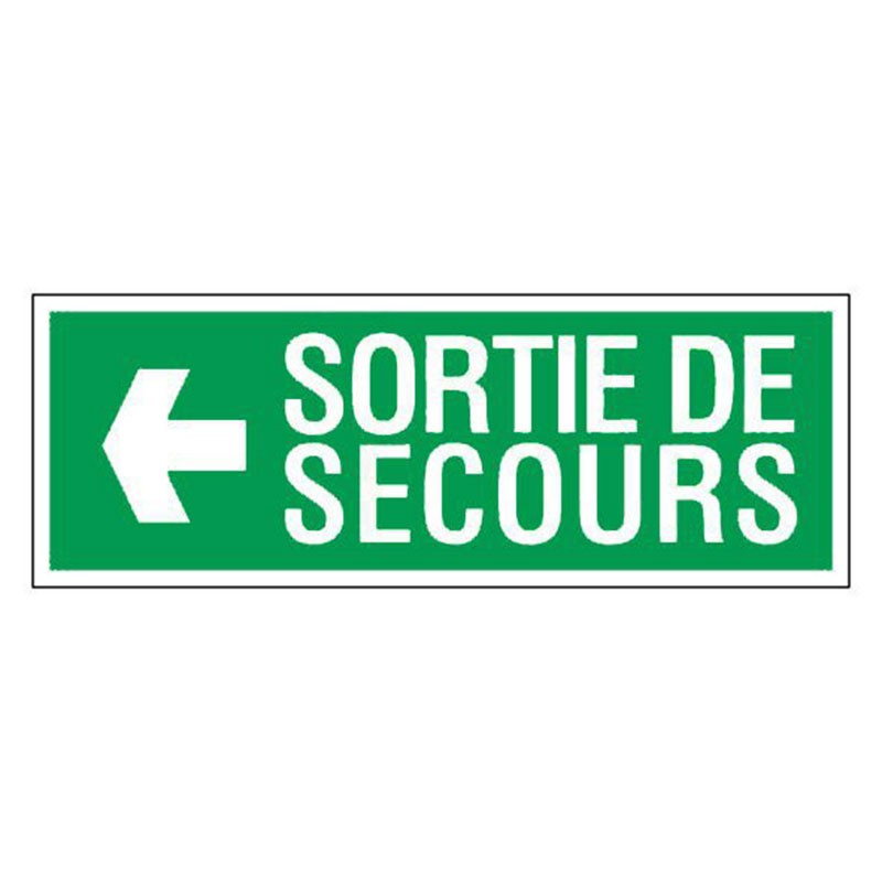 Panneau d'évacuation sortie de secours flêche gauche