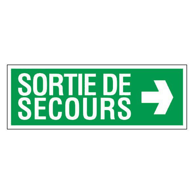 Panneau d'évacuation sortie de secours flêche droite