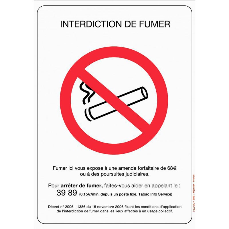 Panneau d'interdiction Interdiction de fumer