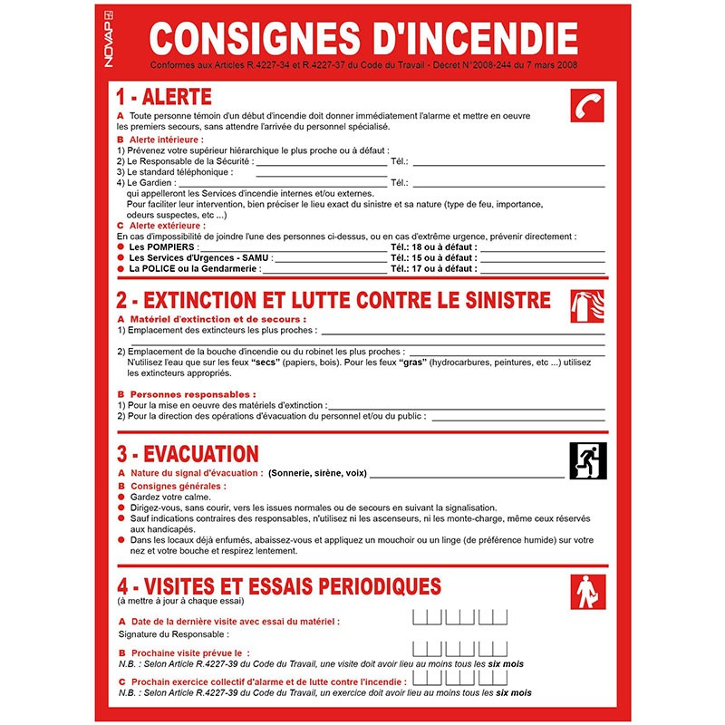 consigne de sécurité incendie