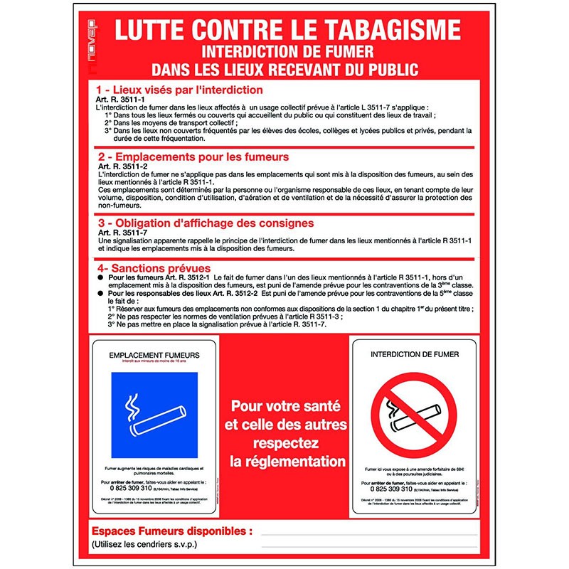Panneau de consigne lutte contre le tabagisme