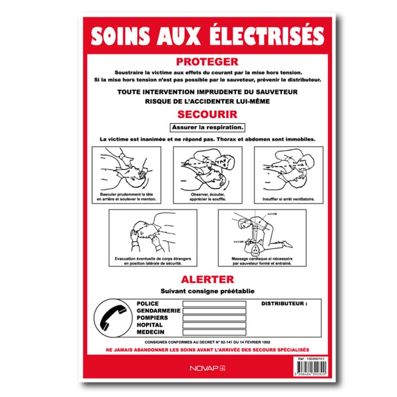 Panneau de consigne Soins aux électrisés