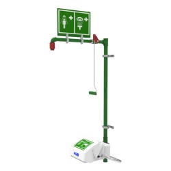 Combiné douche de sécurité murale et rince yeux