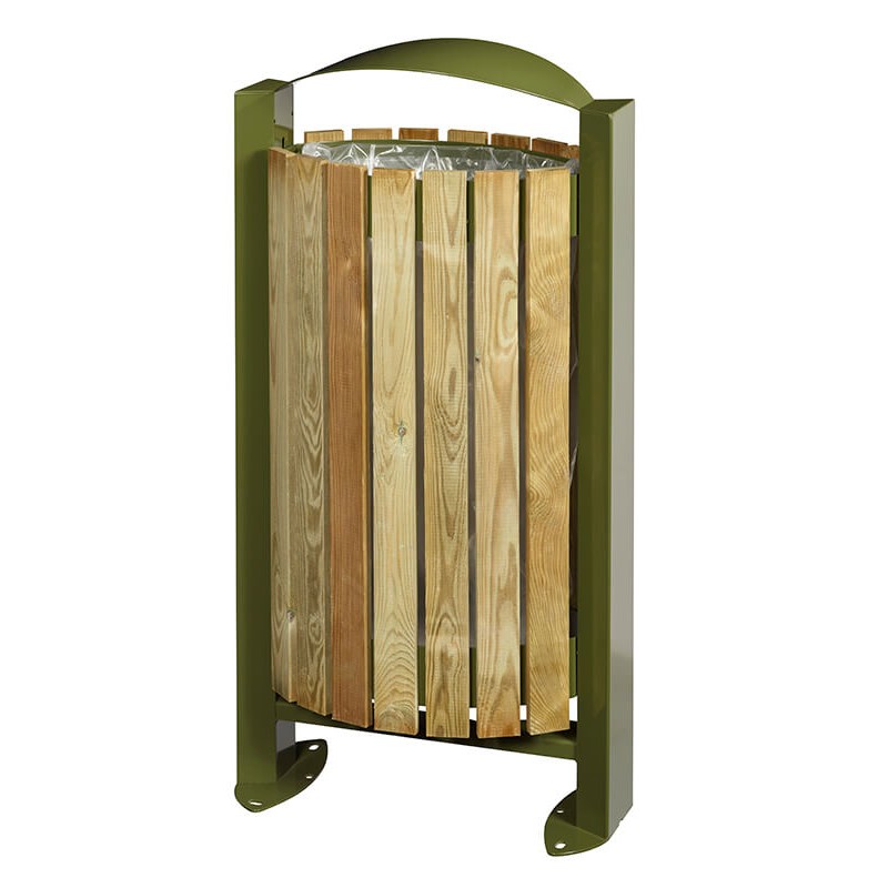 Poubelle en bois extérieur vert olive