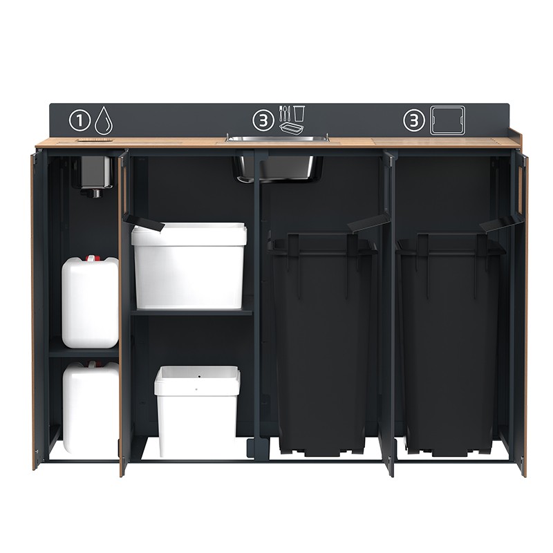 Meuble tri déchets cantine