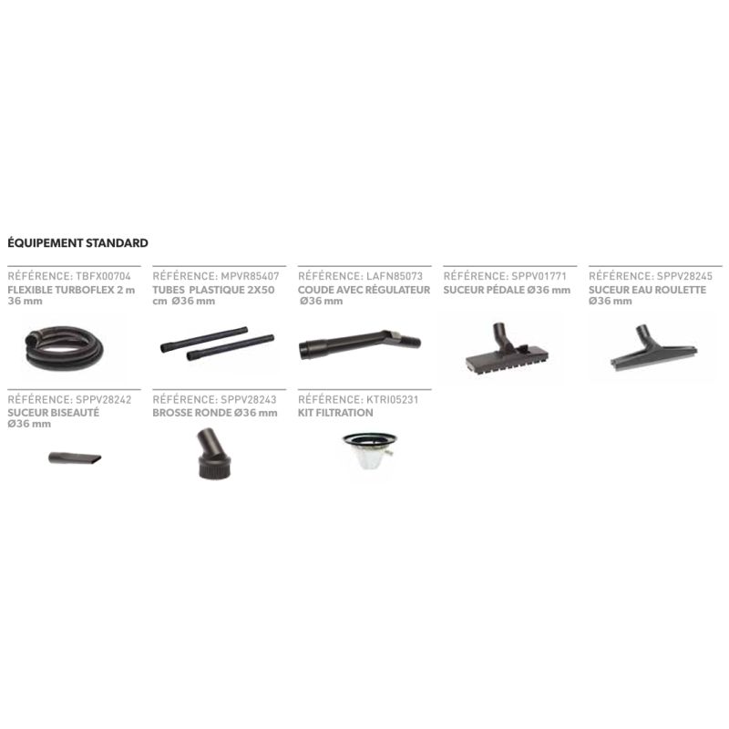 Aspirateur professionnel eau et poussière 27 L cuve inox