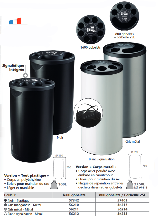 Poubelle double compartiment 2x50l